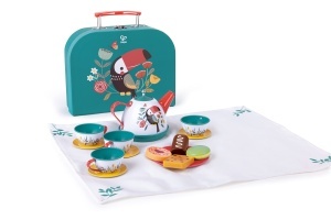 Set ceai de joaca Hape Teestunde cu accesorii si geanta de transport