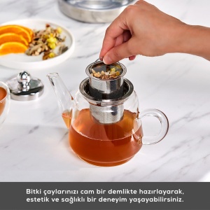 Set Ceainic Karaca Dora din Borosilikat, 2 L si 1 L, cu Filtru din Otel Inoxidabil - Img 5