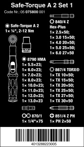 Set Chei Dinamometrice Wera Safe-Torque A 2, 23 piese, 2-12 Nm, Negru-Verde - Img 2
