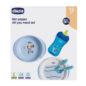 Set Chicco Baby Geschirr pentru hranirea bebelusului 12 luni albastru BPA Free - Img 7