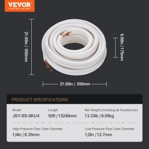 Set conducte VEVOR Mini-Split JSY-SS-SKU4 cupru 50 ft izolatie tripla - Img 7