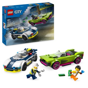 Set Constructie LEGO City - Urmarire cu Politie si Masina Sport, 213 Piese