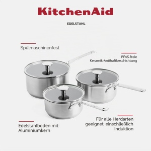 Set cratite KitchenAid din inox, 16 cm, 18 cm, 20 cm, antiaderent - Img 5