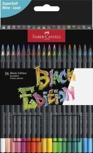 Set creioane colorate Faber-Castell Black Edition 36 bucati, ergonomice, bruchsafety