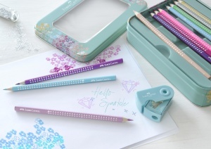 Set Creion Colorat Faber-Castell Sparkle, 20 Creioane, 1 Ascutitor, Metal - Img 4