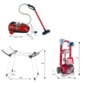 Set curatenie copii Theo Klein 6792 Vileda carucior aspirator cu sunet stativ rufe - Img 6