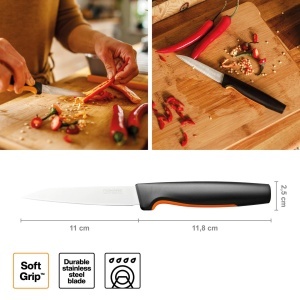 Set cutite bucatarie Fiskars Functional Form 5 piese otel inoxidabil japonez maner ergonomic negruorange - Img 6