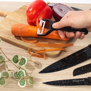 Set cutite si decojitor Russell Hobbs, 6 piese, lame antiaderente, manere ergonomice, negru - Img 5