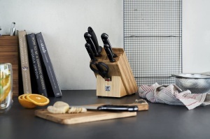Set cutite ZWILLING Twin Chef 8 piese cu bloc bambus si accesorii negru - Img 7