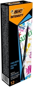 Set de 12 Fineliner BIC Intensity, Culoare Neagra, Strichstarke 0,4mm