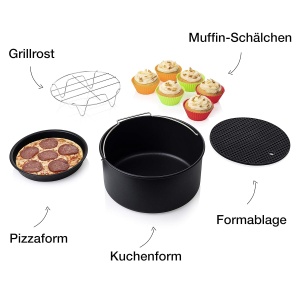 Set de accesorii pentru friteuza cu aer cald Princess 10 piese, 3.2L, negru - Img 5