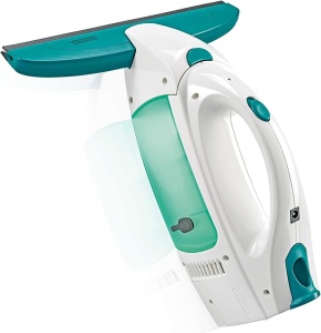 Set de aspiratoare pentru ferestre Leifheit Dry and Clean cu duza de aspiratie de 28 cm pentru curatare la 360deg fara dungi, curatator de geamuri poate fi utilizat pana la 38 de minute, curatator de geamuri cu sistem automat de asteptare si clic