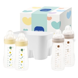 Set de Biberon MAM Easy Active, 2 Biberon 270ml si 330ml, Culoare GalbenBeige