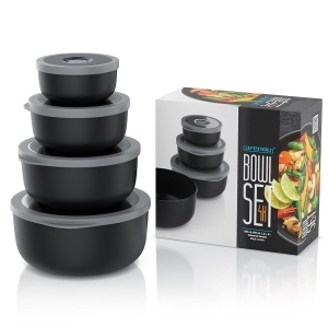 Set de boluri Arendo 4 piese, capacitate 0,35-2 litri, plastic alimentare, potrivit pentru microunde - Img 7