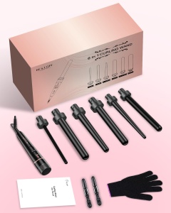 Set de bucle mari si mici - 6 in 1 cu diverse atasamente Acoperire cu turmalina ceramica antistatica Fier de calcat pentru valuri de plaja - Img 9