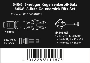Set de burghie conice Wera Kegelsenkerbit-Satz 8468, 8 piese, cu suport magnetic - Img 2