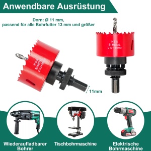 Set de burghie HYCHIKA Lochsage 68mm 60mm Bi-Metall pentru rigips metale si lemn - Img 3