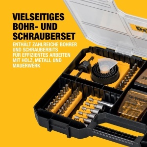 Set de burghie si bituri DEWALT 100 piese, compatibil cu Tough Case - Img 2