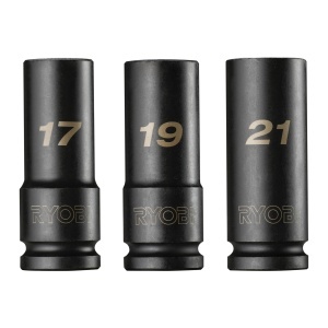 Set de chei cu impact Ryobi RHDIS3PC, 3 piese, din otel cromat, 17-19-21 mm