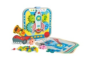 Set de constructie Hape Zahnrad pentru copii 3 ani cu roti dintate si accesorii creative - Img 5