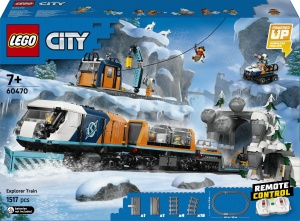 Set de Constructie LEGO City Arktis-Polarexpress 60470, 1517 piese, cu tren feroviar si accesorii