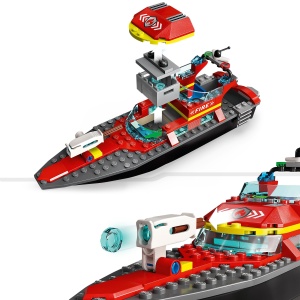 Set de Constructie LEGO City - Barca de Pompieri 60373, 144 piese, 3 figurine - Img 4