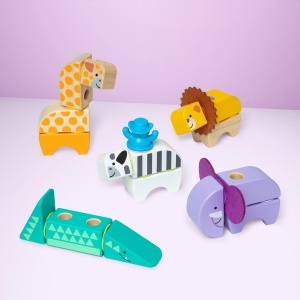 Set de Constructie Melissa Doug Blockables Safari - 34 Piese, Lemn si Accesorii - Img 4