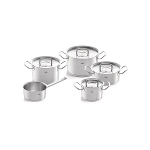 Set de cratite din otel inoxidabil Fissler Original-Profi Collection, 5 bucati, oale cu capac metalic (3 cratite, 1 caserola, 1 cratita - fara capac) - inductie