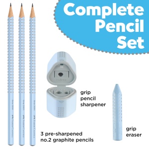 Set de creioane Faber-Castell Grip 2001, 5 piese, culoare albastru ceresc - Img 3