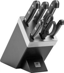 Set de cutite ZWILLING Gourmet cu suport autoascutitor, 7 piese, negru