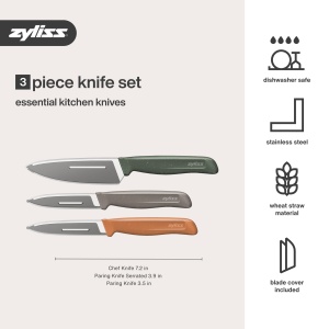 Set de cutite Zyliss 3 piese din otel inoxidabil cu manere ergonomice - Img 7