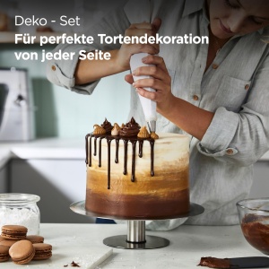 Set de decorare pentru prajituri Kenwood KWSD100, set de decorare pentru prajituri si placinte, inclusiv farfurie pentru prajituri, punga de acoperire, 3 razuitoare pentru aluat, palet unghiular si intins si ferastrau pentru prajituri, otel inoxidabil - Img 2
