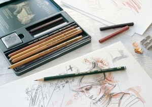 Set de desen Faber-Castell Pitt Monochrome 12 piese in etui metalic - Img 3
