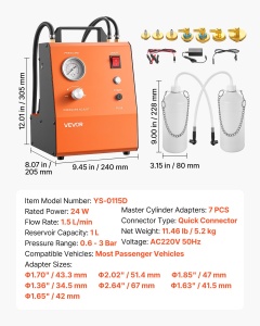 Set de dezumidificare pentru frane VEVOR YS-0115D, 24W, 1.5Lmin, 7 adaptoare - Img 7