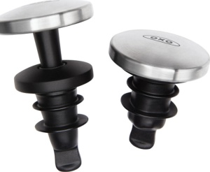 Set de dopuri pentru sticle de vin OXO Steel, din otel inoxidabil, rezistent la scurgeri