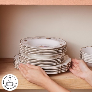 Set de Farfurii Karaca Antique, 24 piese pentru 6 persoane, Porcelan, Alb cu Flori - Img 8