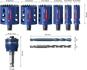 Set de feronerie Bosch EXPERT Multi Material PC Plus, 9 piese, 22-68 mm - Img 2