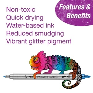 Set de Filzstifte Faber-Castell cu Glitter, 10 Culori, Doppelfasermaler - Img 5