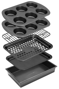Set de forme de copt NutriChef 6 piese, antiaderente, din otel carbon, pentru cuptor