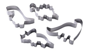 Set de forme pentru biscuiti Zenker din otel inoxidabil, 4 piese, design dinosaur