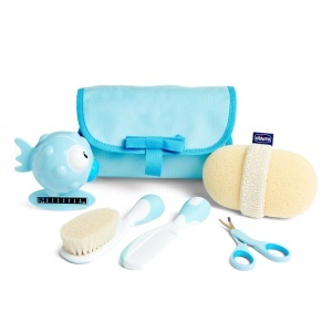 Set de ingrijire pentru bebelusi Chicco, cu pieptene, perie, termometru si accesorii, albastru - Img 2