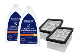 Set de intretinere BISSELL FreshStart, 2 x 236 ml solutie si 2 filtre antibacteriene
