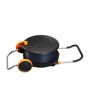 Set de irigare Fiskars Waterwheel L, 30m furtun, cu roti, negruorange - Img 1