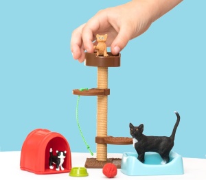 Set de joaca cu animale Schleich Farm World - 15 piese, inclusiv pisici si arbore de zgariere - Img 7