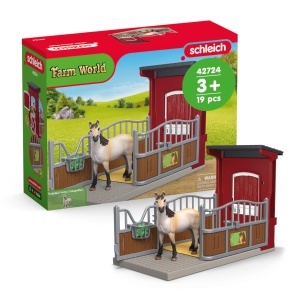 Set de Joaca Ferma Schleich cu Ponybox si Mustang Stute, 19 Piese, Culoare Rosie - Img 1