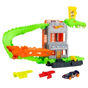 Set de Joaca Hot Wheels Croc Pizza Attack cu Masinuta 164, Detalii Interactive - Img 1