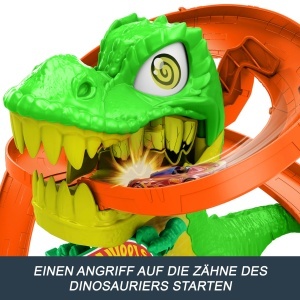 Set de joaca Hot Wheels cu T-Rex si camion de pompieri, 164, 45 cm - Img 3