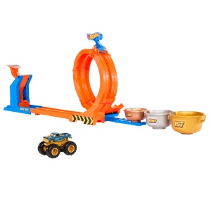 Set de Joaca Hot Wheels Monster Trucks Bigfoot 50 Aniversare cu Looping si Flip, 164