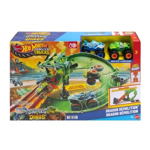 Set de Joaca Hot Wheels Monster Trucks Sharks vs. Dinos cu 2 Masini 164 - Img 6