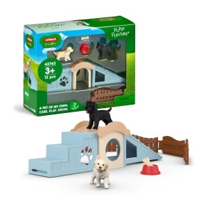 Set de Joaca pentru Copii SCHLEICH Farm World, 12 Piese, cu 2 Catelusi si Accesorii